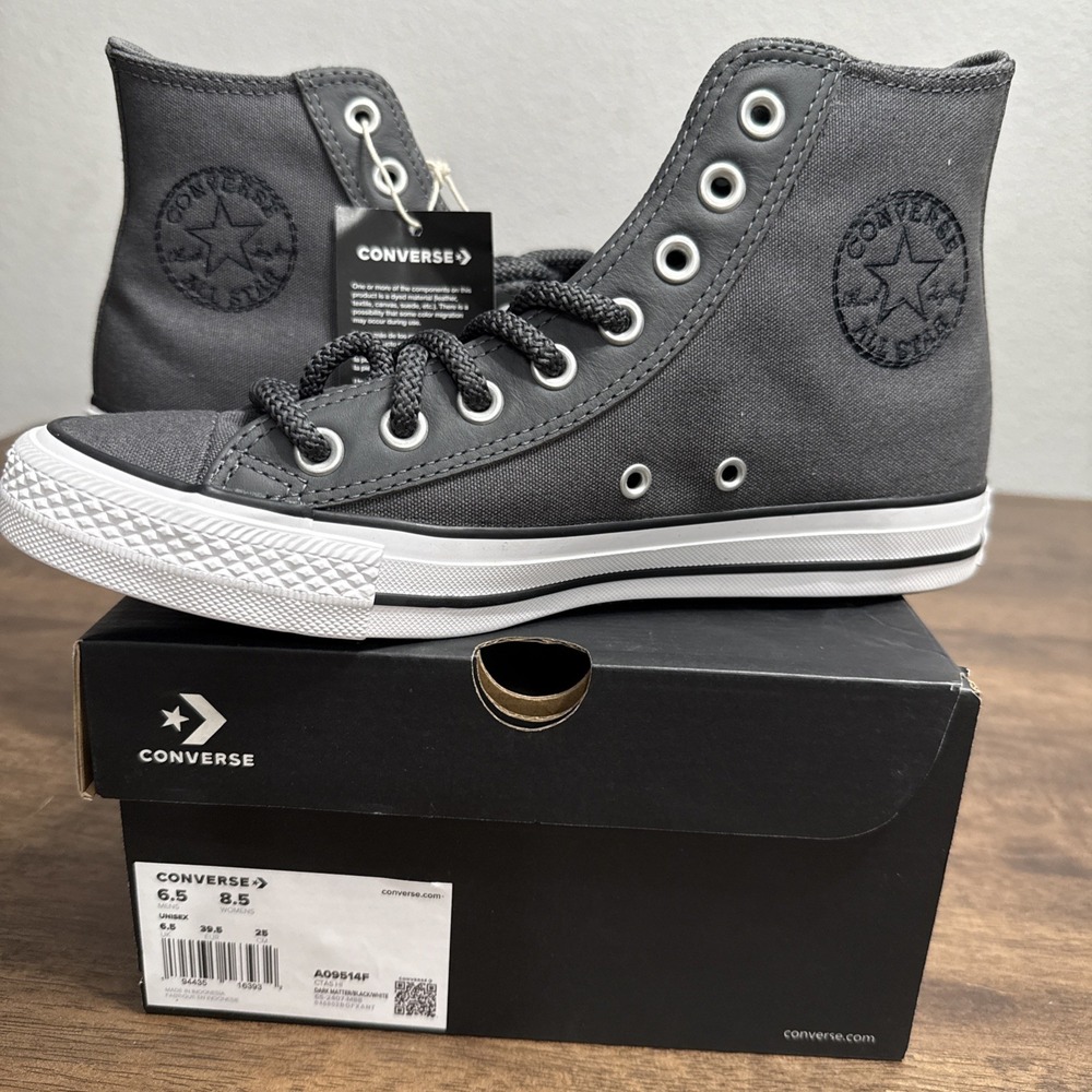 Converse Chuck Taylor All Star Hi Dark Matter Gray Men 6.5‎ Women's 8.5 A09514F
